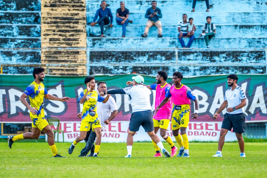 Rounak Paul of Calcutta Customs after scoring last minute winner against Mohun Bagan SG in CFL 2025