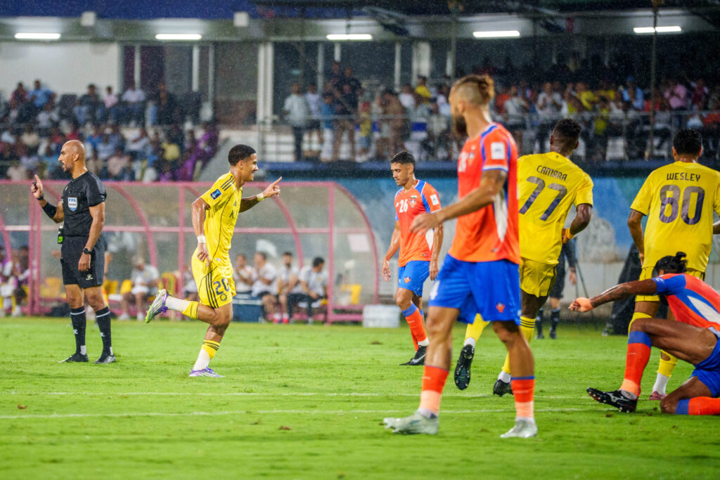 Angelo of Al Nassr after scoring against FC Goa