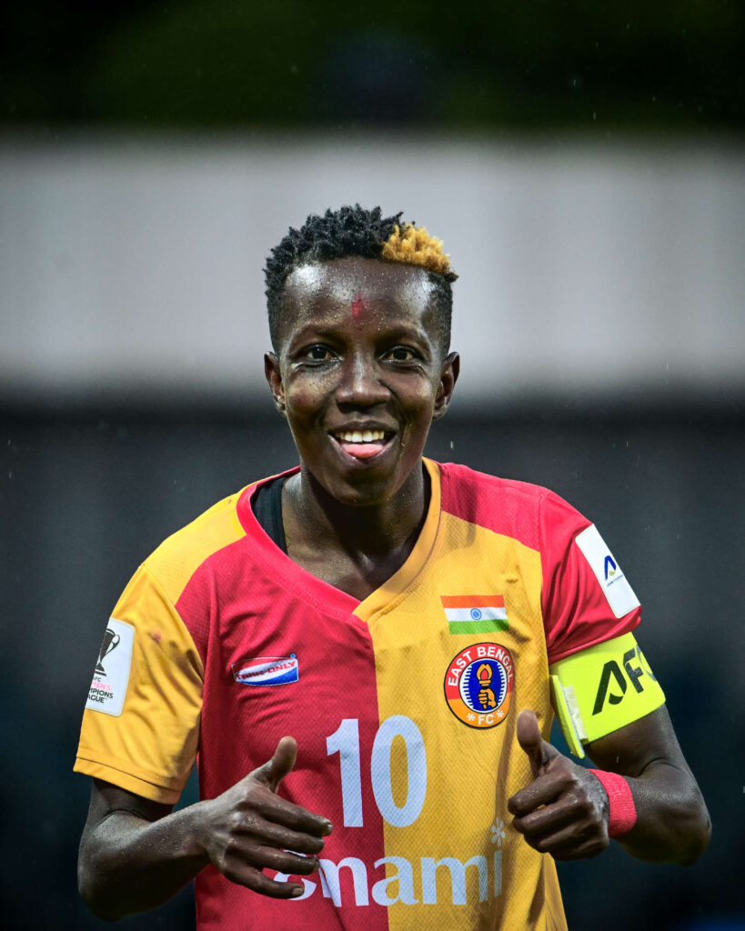 Fazila of East Bengal after scoring