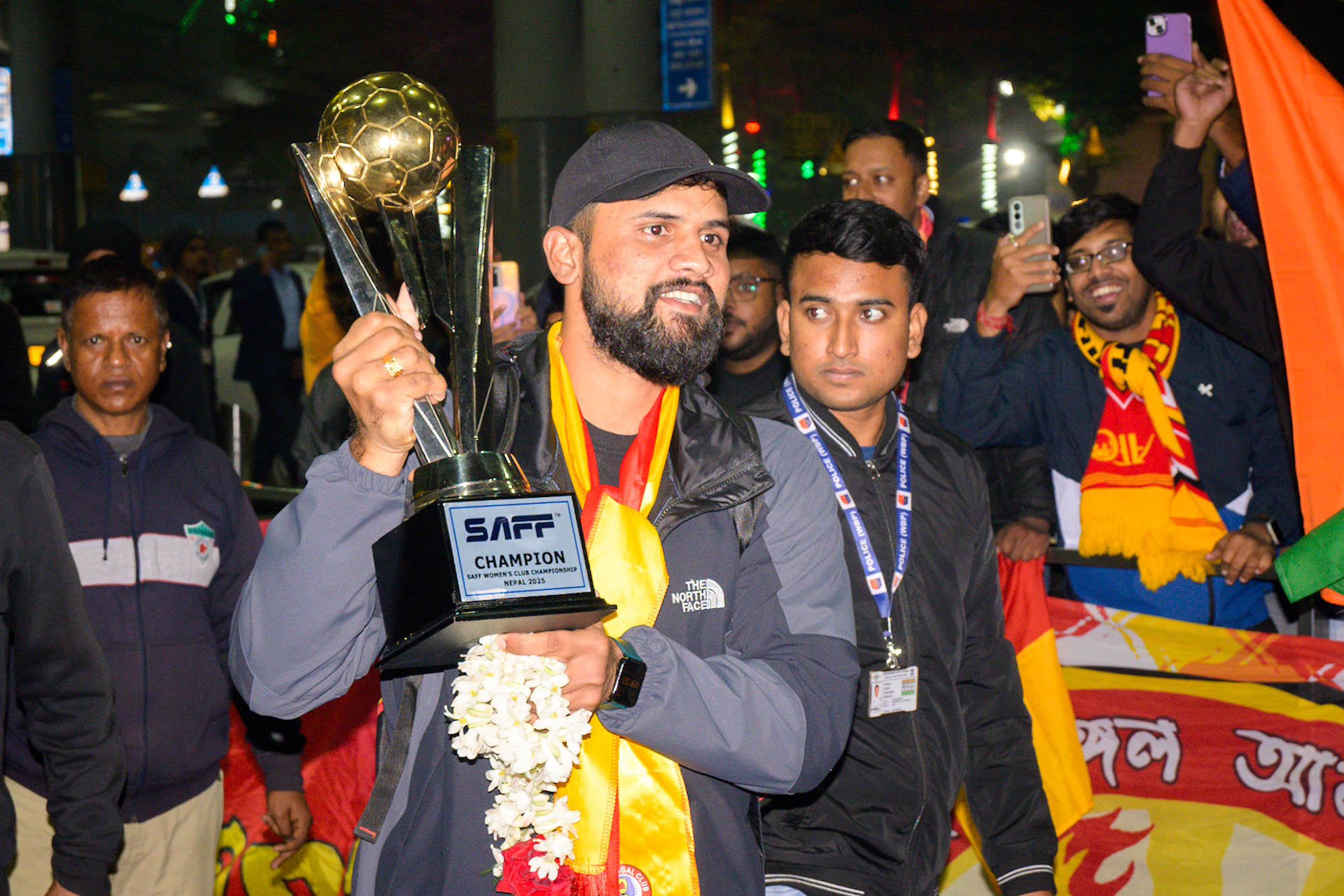 East Bengal FC coach with SAFF Championship trophy