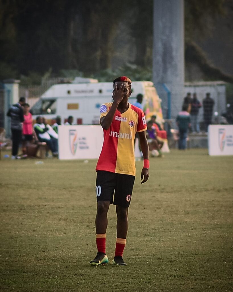 Fazila of East Bengal FC after scoring against Garhwal United
