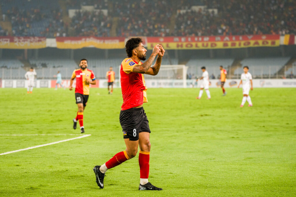 Miguel of East Bengal after scoring