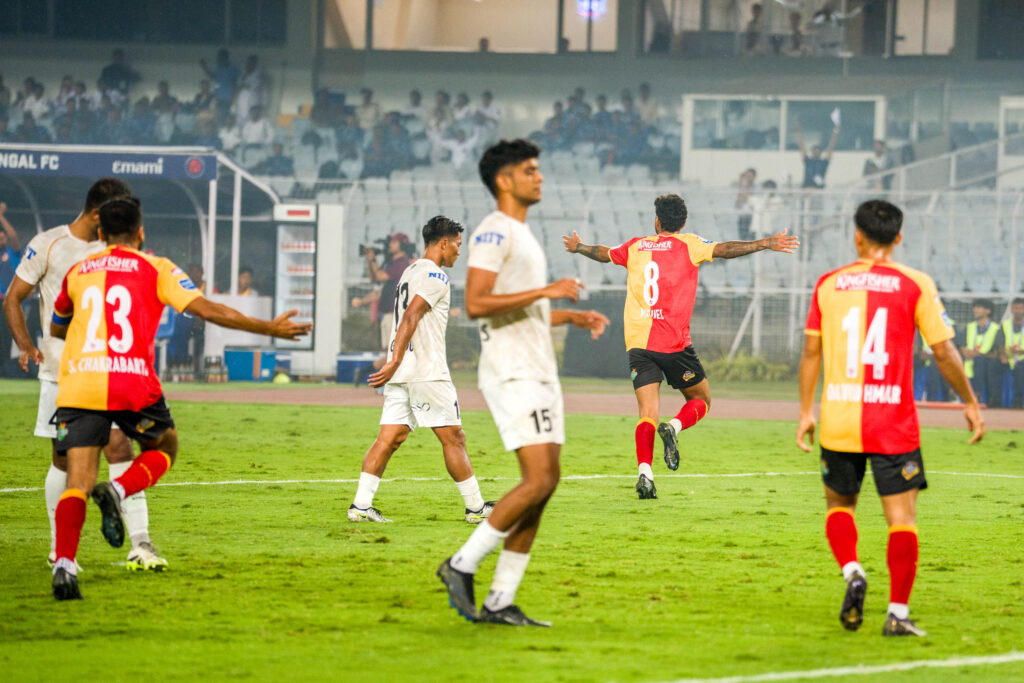 Miguel celebrating after scoring goal