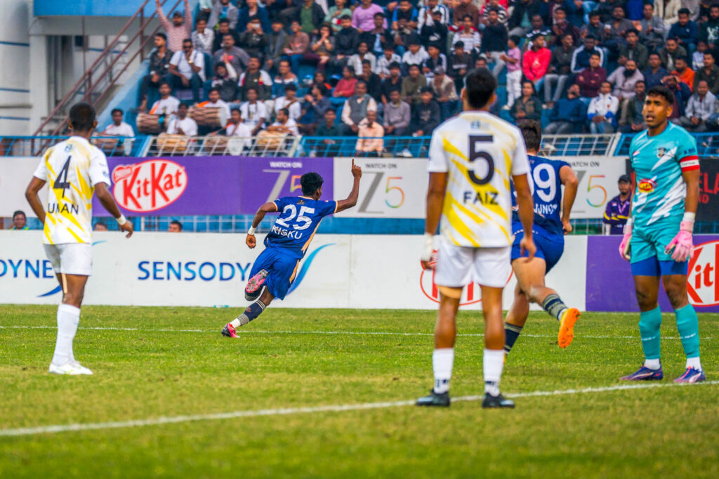 JHR Royal City FC player Sukchand Kisku celebration run after equalising