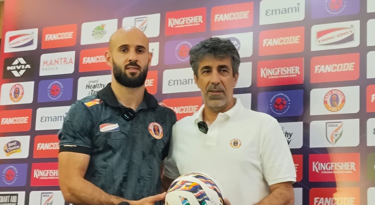East Bengal FC coach and player at pre match press conference
