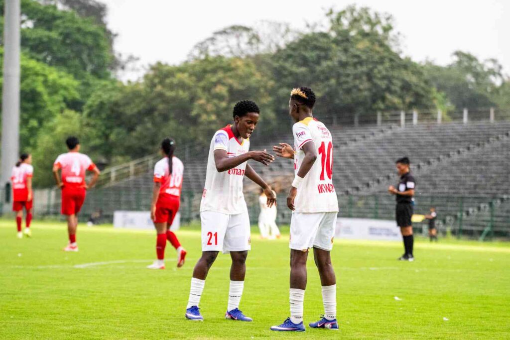 Fazila of East Bengal FC after scoring the 2nd goal