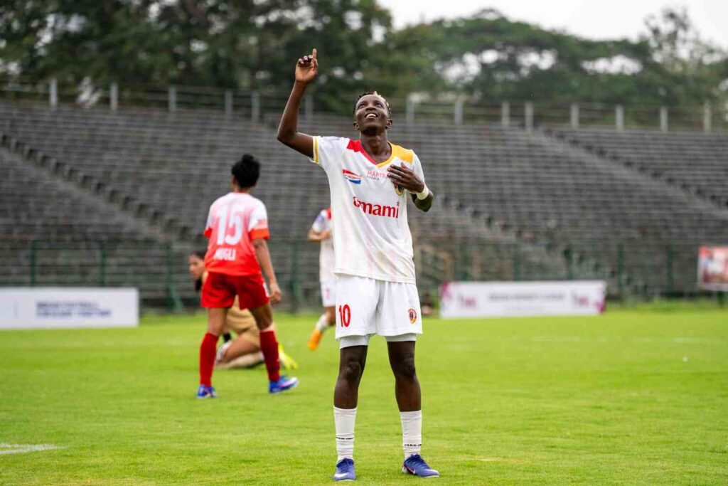 Fazila of East Bengal FC after scoring the 1st goal