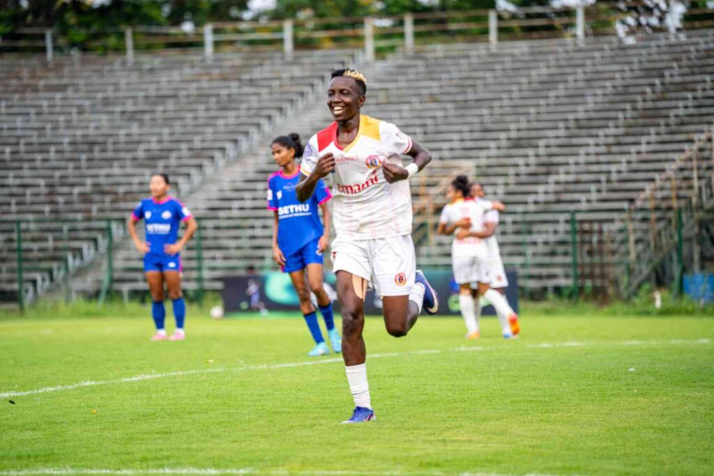 Fazila Ikwaput celebrating after scoring the only goal of the match