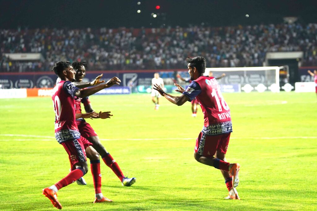 Ritwik Das of Jamshedpur FC after scoring euqalizer in last minute