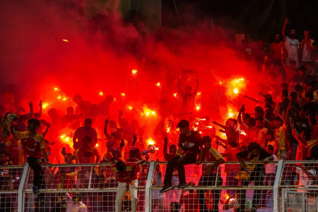 East Bengal FC's fans erupted in joy  after final whistle. 