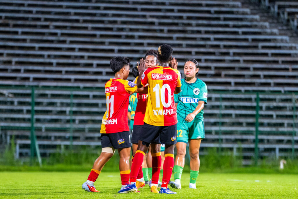 Priyangka Devi and East Bengal players celebrating her goal
