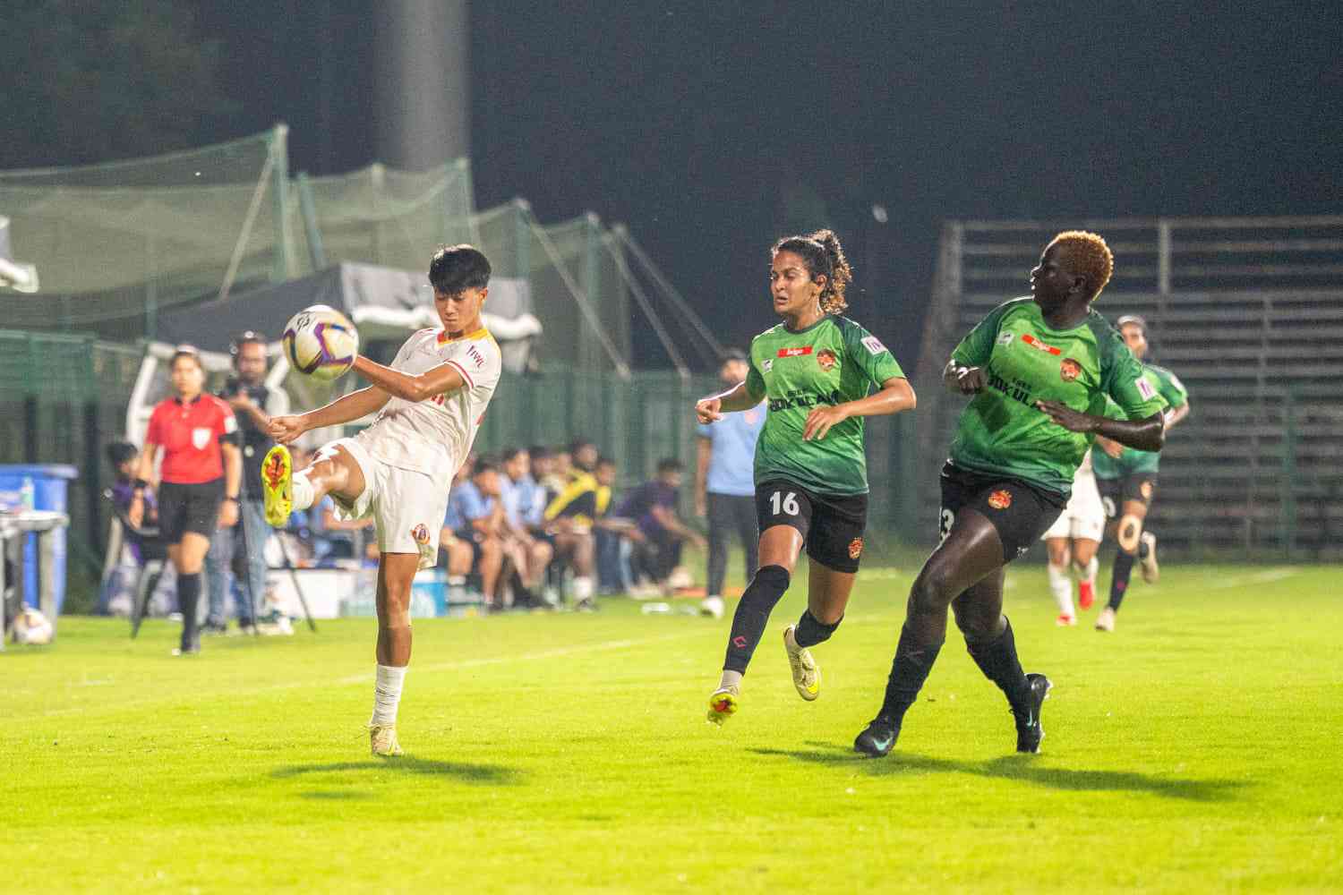 East Bengal Women beat Gokulam Kerala 2–1 under floodlights. IWL 2025-26