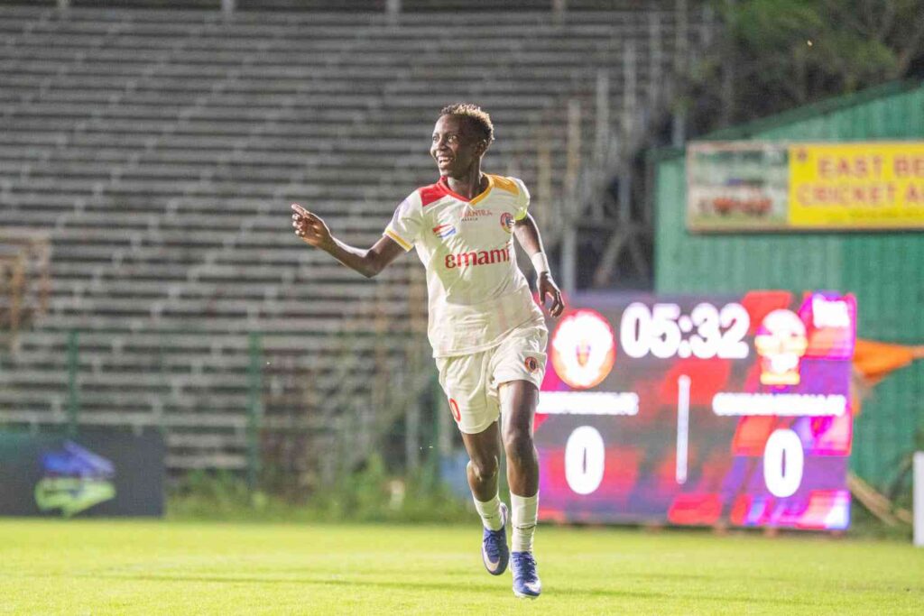 Fazila Ikwaput after scoring the 1st goal of the match