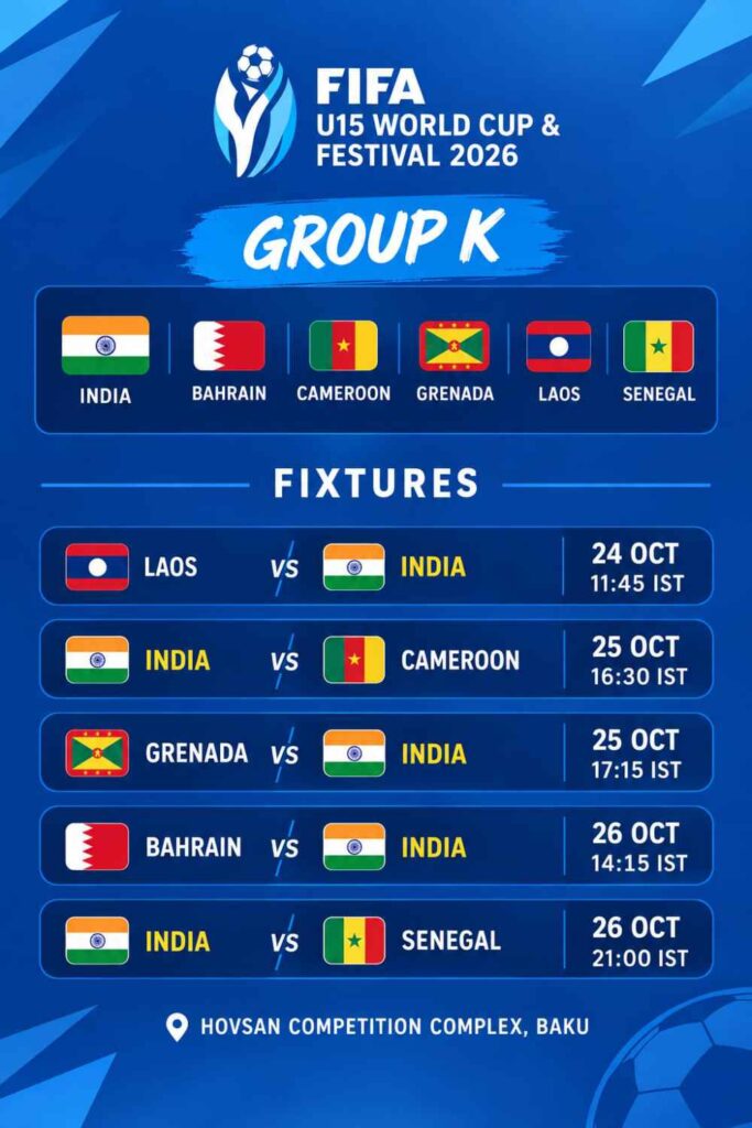 India U15's Fifa Worl Cup Fixture