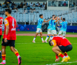 Borja Herrera of FC Goa celebrating 2nd goal scoring against East Bengal FC in ISL 2024-25