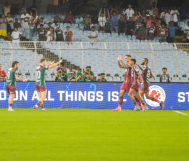 Mohun Bagan SG celebrating 2nd goal of the match against Mumbai City FC in ISL 2024-25
