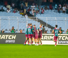 Mohun Bagan SG celebrating 1st Goal of the Match in ISL 2024-25