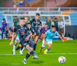 Alexis of Mohammedan SC taking penalty against FC Goa in ISL 2024-25