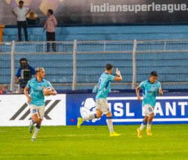 Sadiku of FC Goa after scoring against Mohammedan SC in ISL 2024-25