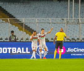 NorthEast United FC after scoring their 2nd goal against Mohun Bagan in ISL 2024-25