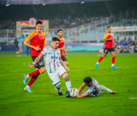 Petratos of Mohun Bagan SG fouled by Gill of East Bengal in ISL 2024-25