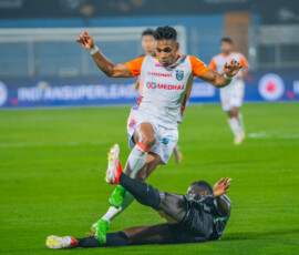 Joseph Adjei of Mohammedan SC tackling hard of Kerala Blasters Player