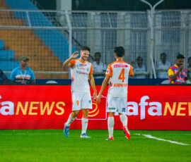 Jesus Jimenez celebrating after scoring against Mohammedan