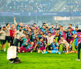 Mohun Bagan SG team celebrating after securing ISl 2024-25 shield