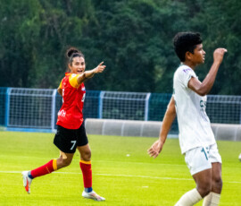 Soumya Guguloth after scoring against Odisha FC in IWL 2024-25