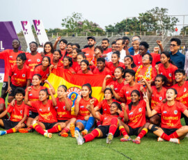 East Bengal Women's team with IWl 2025 trophy