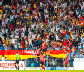 East Bengal players celebrating after scoring the 2nd goal