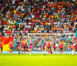 Mohun Bagan Sg players celebrating after scoring the 1st Goal