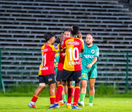 Priyangka Devi and East Bengal players celebrating her goal