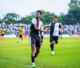 Jewel AHmed celebrating his goal