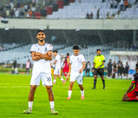 Israfil Dewan celebrating his goal against Bhagpat FC in Durand Cup 2026